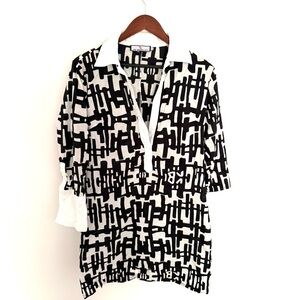 CK Bradley Abatract Print Cotton Shirt Dress Size Large